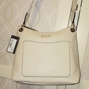 Guess Logo Embossed Chucky Crossbody NWT Cream Color Vegan